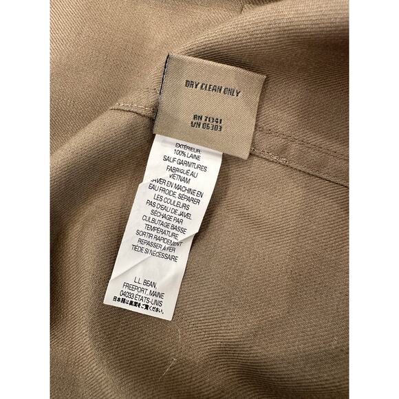 LL Bean Men's Large 284263 Flap Pocket 100% Wool Olive Green Button Down Shirt - Picture 9 of 12